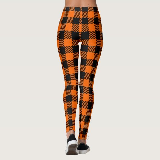 Oranje en zwart gecheckt speldenstang leggings (Achterkant)