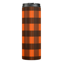 Oranje en zwart geruit thermosbeker