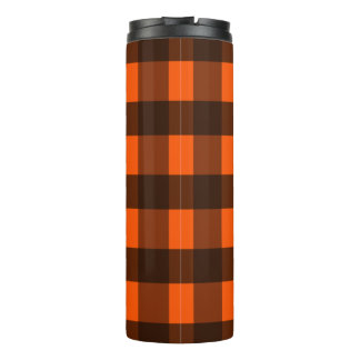 Oranje en zwart geruit thermosbeker