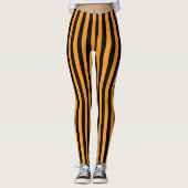 Oranje en zwart gestreept halloween kostuum leggings (Voorkant)