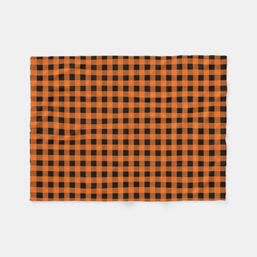 Oranje en zwart Gingham Gingham Gecontroleerd Patr Fleece Deken (Voorkant (Horizontaal))