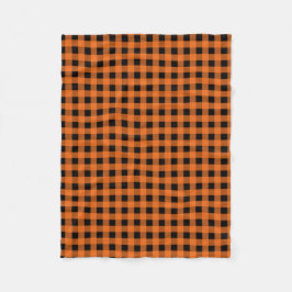 Oranje en zwart Gingham Gingham Gecontroleerd Patr Fleece Deken