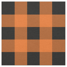 Oranje en zwart Gingham Pattern Fabric