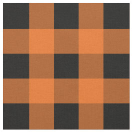 Oranje en zwart Gingham Pattern Fabric Stof