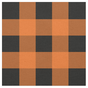 Oranje en zwart Gingham Pattern Fabric Stof