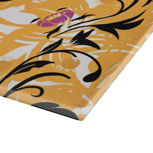 Oranje en zwart grafisch ontwerp, hol leven snijplank (Hoek)