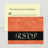 Oranje en zwart Grunge Damask RSVP Wedding (Voorkant / Achterkant)
