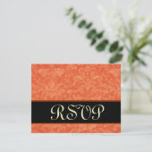 Oranje en zwart Grunge Damask RSVP Wedding (Staand voorkant)