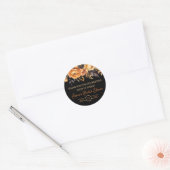 Oranje en Zwart, Halloween, Bloemige Bruiloft  Ronde Sticker (Envelop)