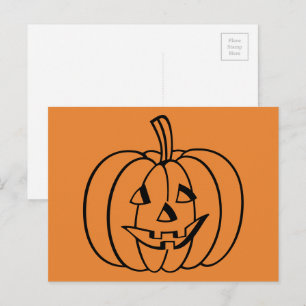 Oranje en zwart Halloween Jack-O-Lantern pompoen Briefkaart