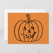 Oranje en zwart Halloween Jack-O-Lantern pompoen Briefkaart (Voorkant / Achterkant)