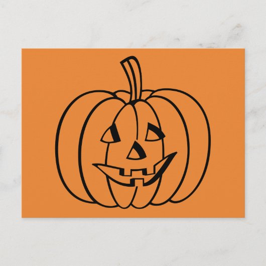 Oranje en zwart Halloween Jack-O-Lantern pompoen Briefkaart (Voorkant)