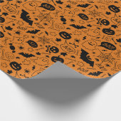 Oranje en zwart Halloween Pattern Art Halloween Cadeaupapier (Hoek)