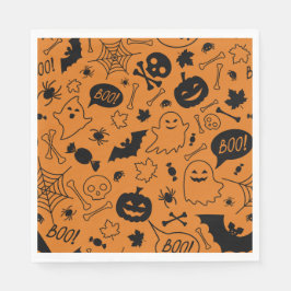 Oranje en zwart Halloween Pattern Art Halloween Servet