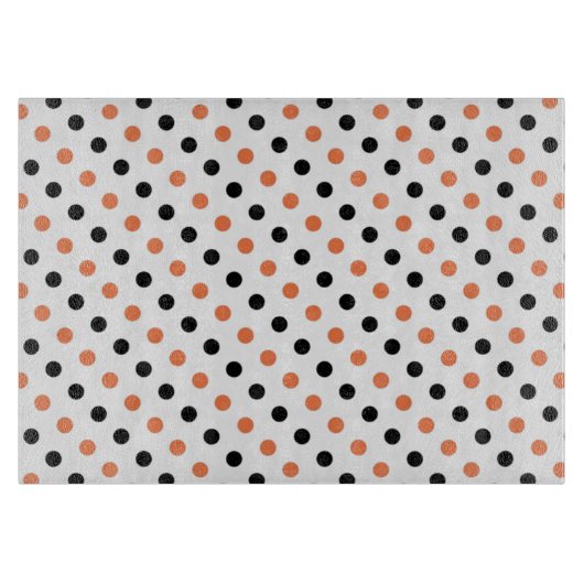 Oranje en zwart Halloween Polka Dot Cutting Board Snijplank (Voorkant)