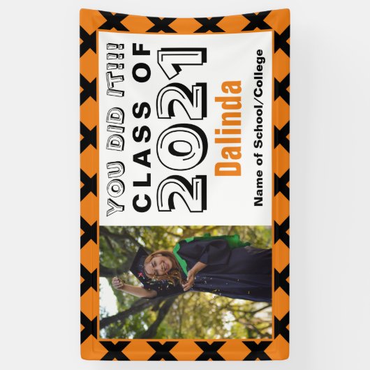 Oranje en zwart je hebt het Afstuderen gedaan Spandoek (Verticaal)