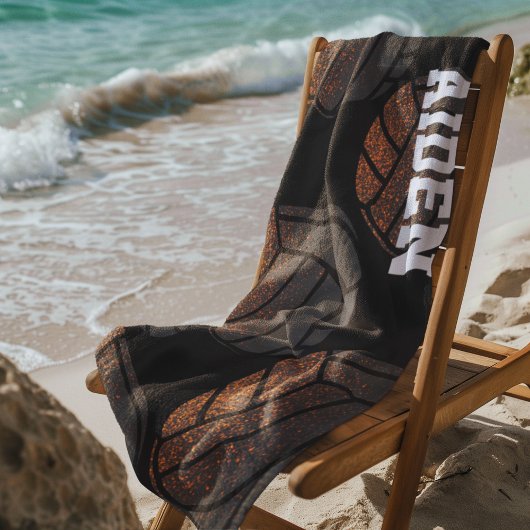 Oranje en zwart monogram Volleybal Strandlaken