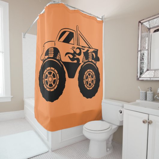 Oranje en zwart monster Tuck Shower Curtain Douchegordijn (In situ)