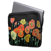 Oranje en zwart papaver Oranje rood Laptop Sleeve (Voorkant Links)