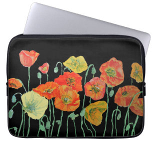 Oranje en zwart papaver Oranje rood Laptop Sleeve