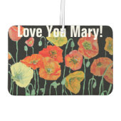 Oranje en Zwart Poppies Naam Auto Luchtverfrisser (Achterkant)