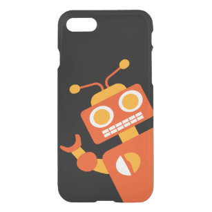 Oranje en zwart Robot Funny Gekke Modern Geeky iPhone SE/8/7 Hoesje