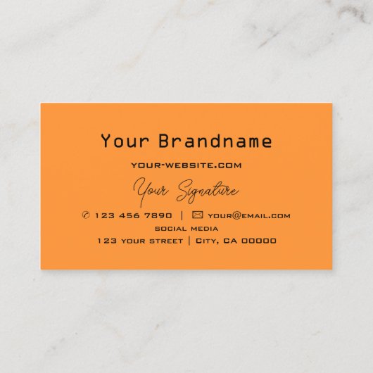 Oranje en zwart schaakbord met Monogram Modern Visitekaartje (Achterkant)