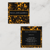 Oranje en zwart schilderplaatje schoonheidslijst vierkante visitekaartje (Voorkant / Achterkant)