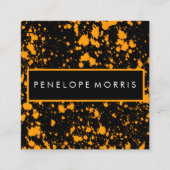 Oranje en zwart schilderplaatje schoonheidslijst vierkante visitekaartje (Voorkant)