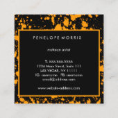 Oranje en zwart schilderplaatje schoonheidslijst vierkante visitekaartje (Achterkant)