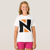 Oranje en zwart schrijven voor meisjes T-Shirt (Voorkant volledig)