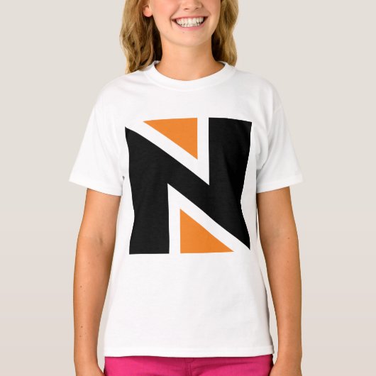 Oranje en zwart schrijven voor meisjes T-Shirt (Voorkant)