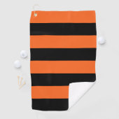 Oranje en zwart Stripe Halloween Patroon Golfhanddoek (Insitu)