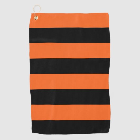 Oranje en zwart Stripe Halloween Patroon Golfhanddoek (Voorkant)