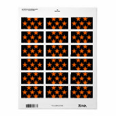 Oranje en zwart Super Stars Patroon Etiket (Full Sheet)