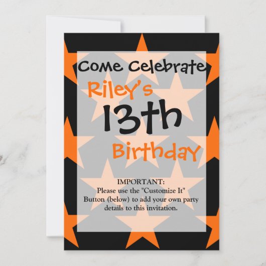 Oranje en zwart Super Stars Patroon Kaart (Voorkant)