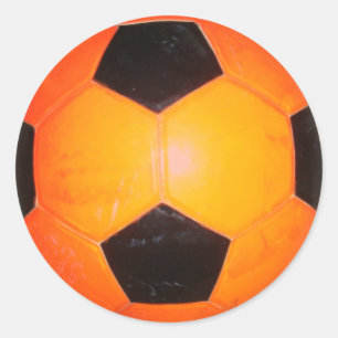 Oranje en zwart Voetbal Ronde Sticker