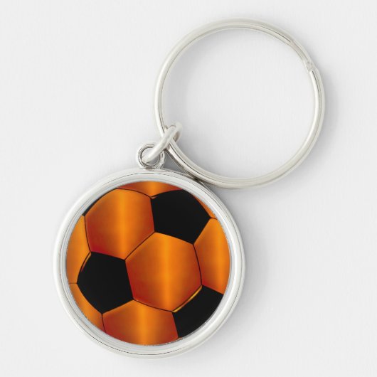 Oranje en zwart Voetbal Sleutelhanger (Voorkant)