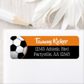 Oranje en zwart voetbaladres etiket (Insitu)