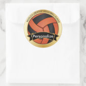 Oranje en zwart volleybal | DIY-naam Ronde Sticker (Tas)