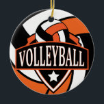 Oranje en zwart 🏐 Volleybal Logo Keramisch Ornament<br><div class="desc">Volleyball Ornament in een oranje, zwart-wit met een donkere naam en jaar of getal. Een geweldig cadeau voor elke volleybalspeler. ⭐ Dit product is 100% . ***** Klik op CUSTOMIZE BUTTON om toe te voegen, te verwijderen, te verplaatsen, te wijzigen, te roteren, enz.om het even welke grafiek of tekst of...</div>