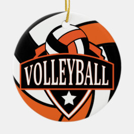 Oranje en zwart 🏐 Volleybal Logo Keramisch Ornament