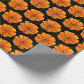 Oranje en zwart-wit bloempatroon cadeaupapier (Hoek)