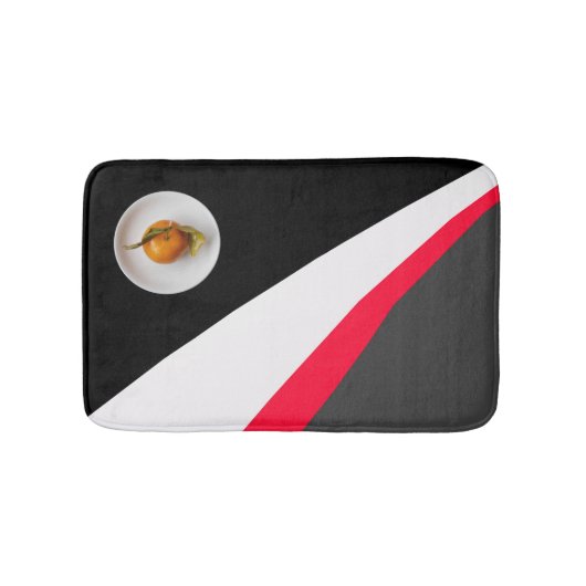 Oranje en Zwart Wit Rood Grijs Achtergrond Badmat (Voorkant)