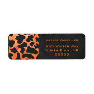 Oranje en zwart Zebra monogram Etiket