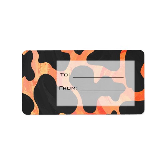 Oranje en zwart Zebra monogram Etiket (Voorkant)
