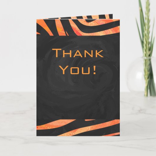 Oranje en zwart Zebra monogram Kaart (Voorkant)