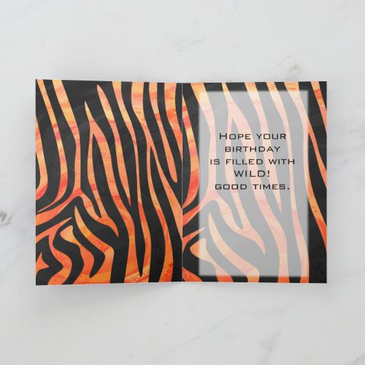 Oranje en zwart Zebra monogram Kaart (Binnen)