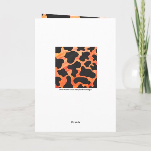 Oranje en zwart Zebra monogram Kaart (Achterkant)