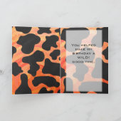 Oranje en zwart Zebra monogram Kaart (Binnen)